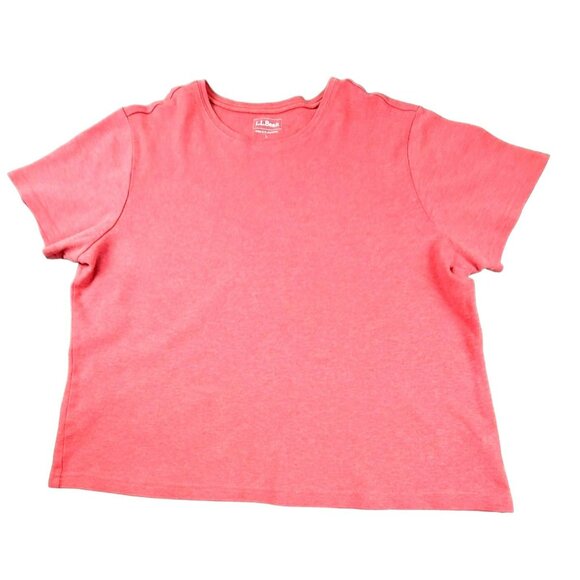 L.L. Bean Womens Top Peach 100% Cotton Tee size Large JH1245 - Picture 2 of 3
